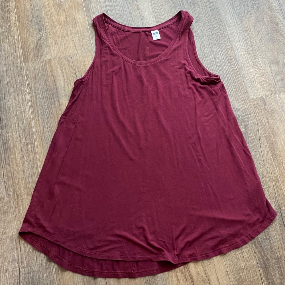 Old Navy Luxe Tank Top Burgundy Wine Scoop Neck Relaxed Fit Small, Summer Spring